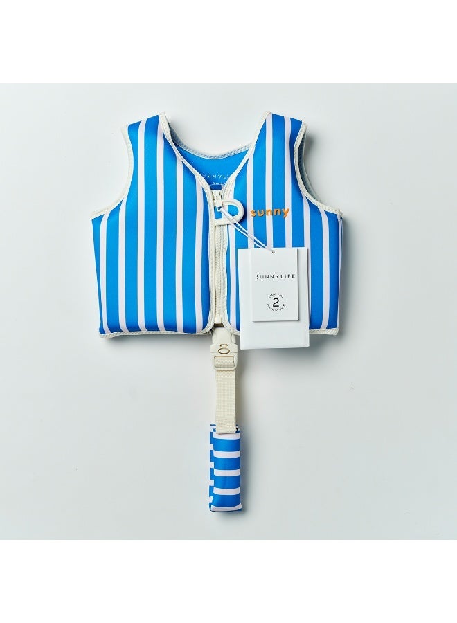 SUNNY LIFE Float Vest for Kids Age 2–3 Years, Tino The Tiger Blue Swim Vest with Front Zip & Adjustable Safety Strap - Image 1